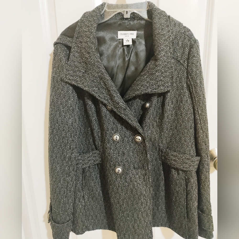 Heather Grey Short Hooded Pea Coat